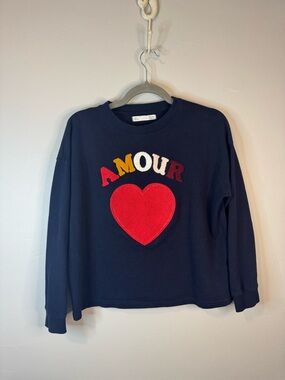 Sfera Casual Navy Embroidered AMOUR Crewneck Sweatshirt